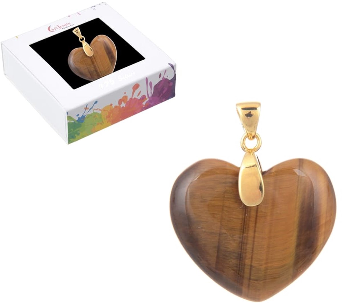 Hanger Tijgeroog hart verguld