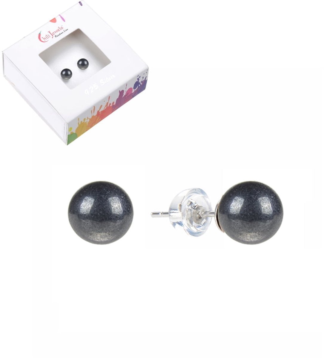 Oorbellen Hematiet 6 mm