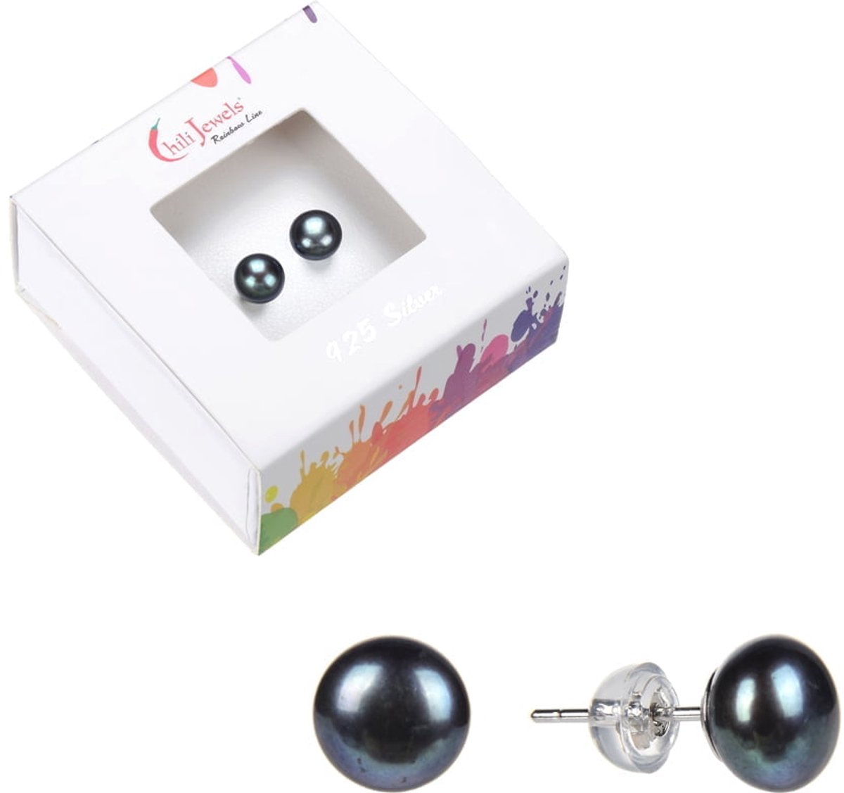 Oorbellen Zwarte Parel 6 mm