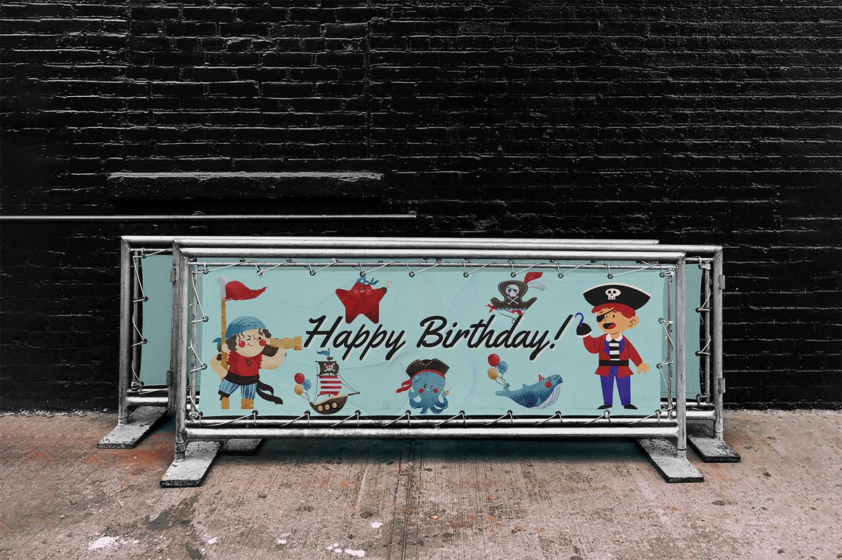 Piraten Happy Birthday Spandoek- Gefeliciteerd Verjaardag Banner - 300x100 cm