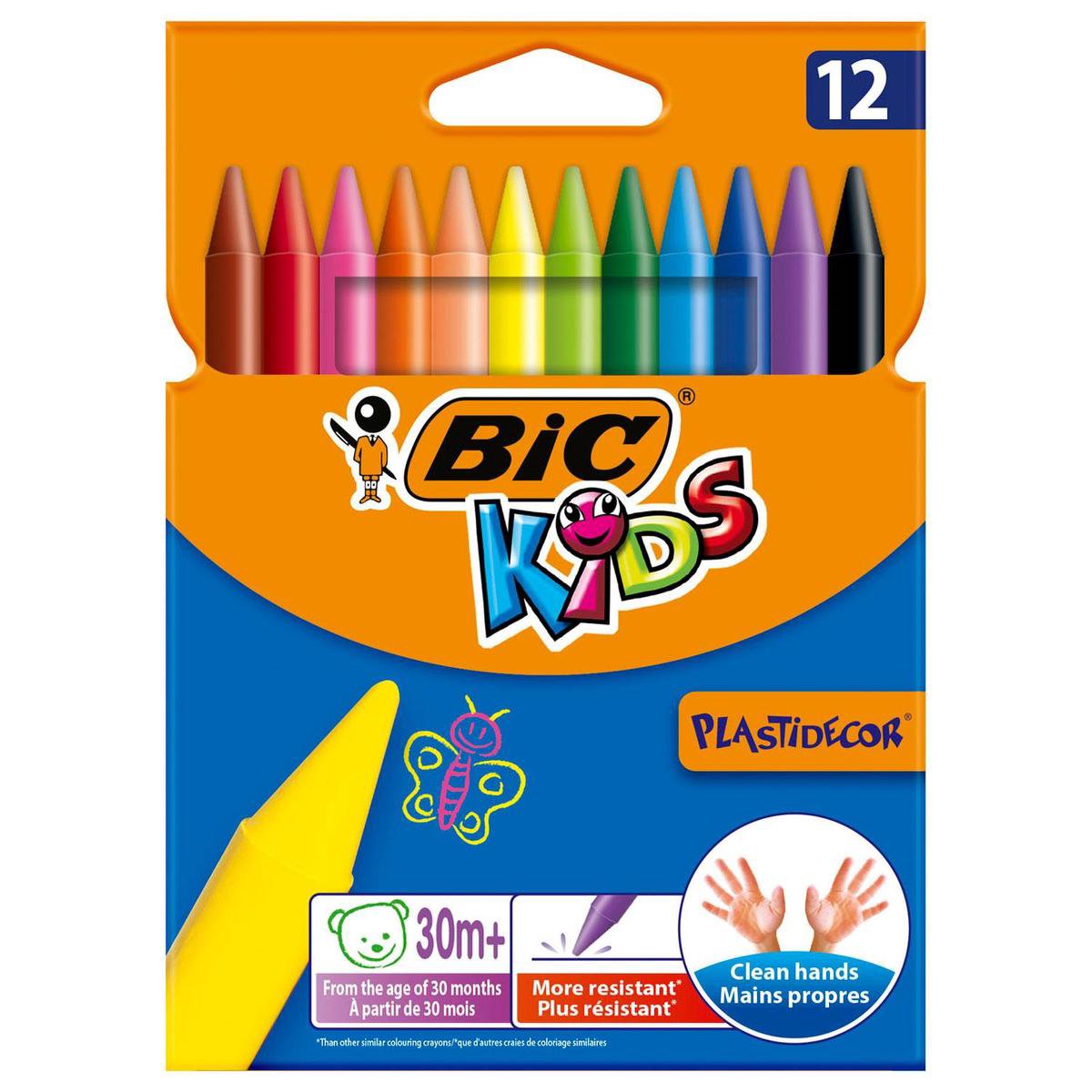 Bic Kids Plastidecor waskrijt, etui met 12 stuks