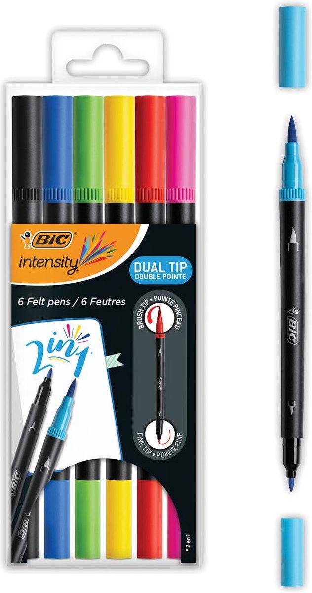 Bic viltstift Intensity Dual tip, etui van 6 stuks