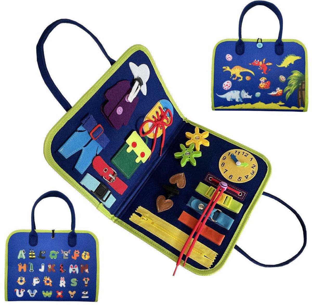 Busy Board - BIEK20® - Blauw Activiteitenbord - Montessori Speelgoed - Motoriek Speelgoed - Activity board - Educatief Speelgoed - Interactief Speelgoed - Kinderspeelgoed - Leerzaam Speelgoed - Ik leer veters strikken knopen leggen klok kijken