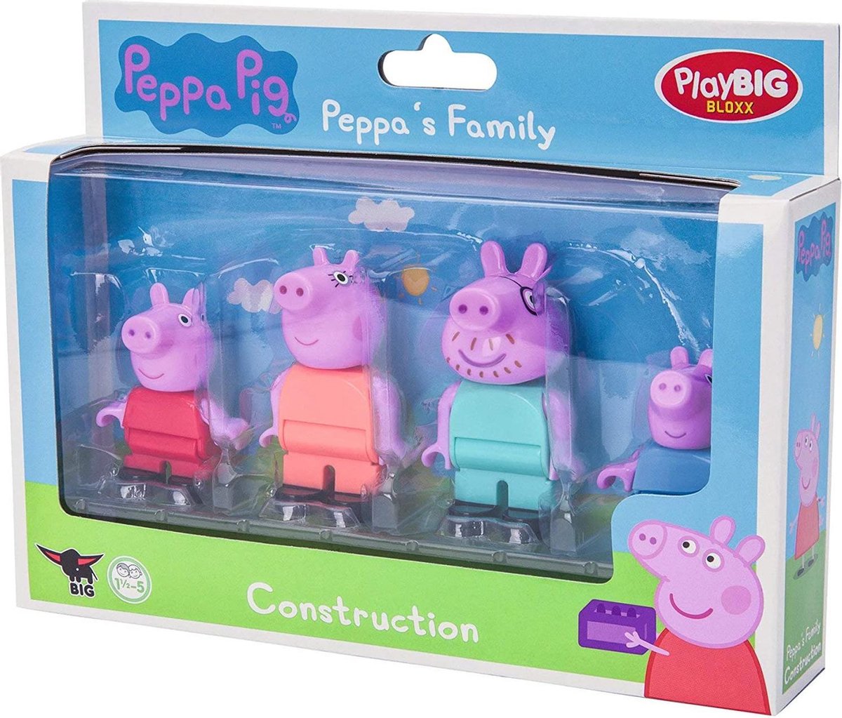 Big-Bloxx Peppa Pig Peppas Family - Mama en papa Wutz, Schorsch en Peppa, aanvulling op de speelsets uit de Big Bloxx-serie, 4 speelfiguren voor kinderen vanaf 18 maanden