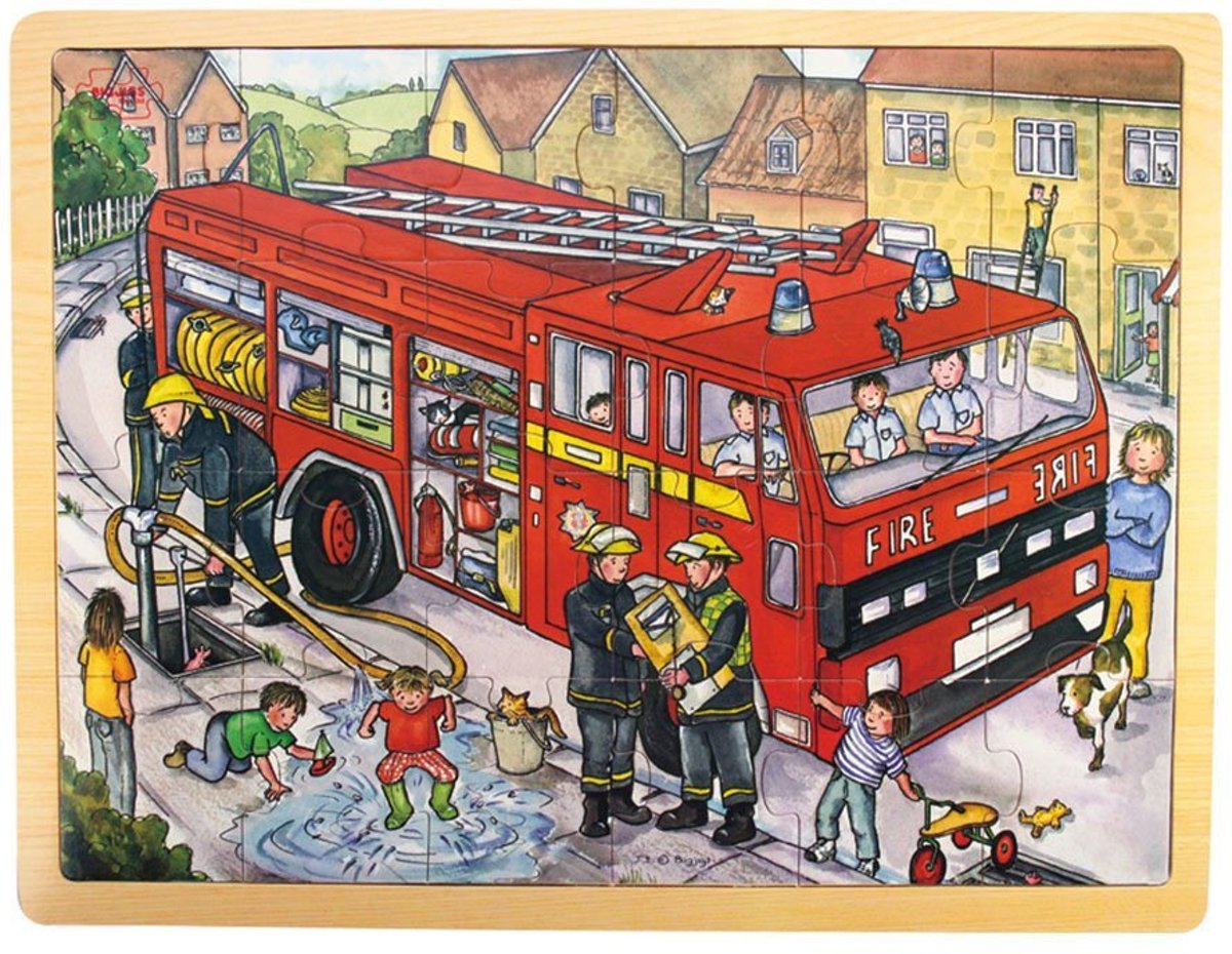 Bigjigs 24 Piece Puzzle Tray - Fire Engine