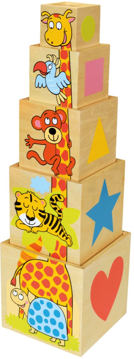 houten stapeltoren piramide met dieren