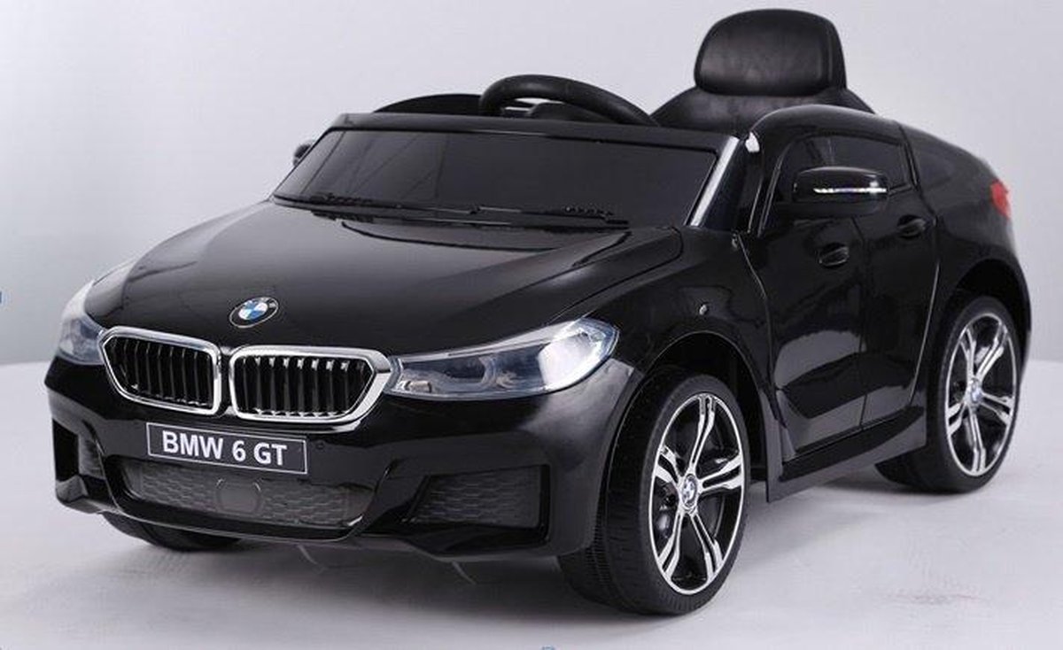 BMW 6GT 12V - Zwart , SoftStart, Multimedia - Elektrische Kinderauto - met Afstandsbediening