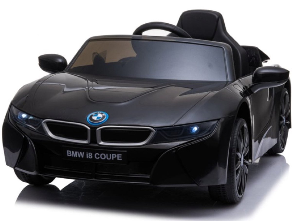 FINOOS elektrische kinderauto BMW I8 Coupe 12V accu auto voor kinderen met afstandsbediening Zwart