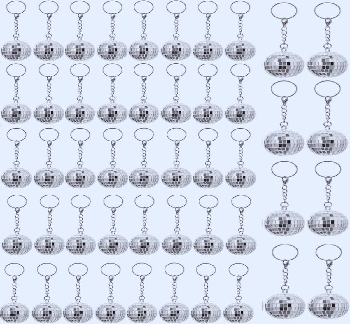 24 Stuks Spiegel Disco Bal Sleutelhanger - Zilver Glas Decor Voor Halloween - Kerst En Disco Party Versiering