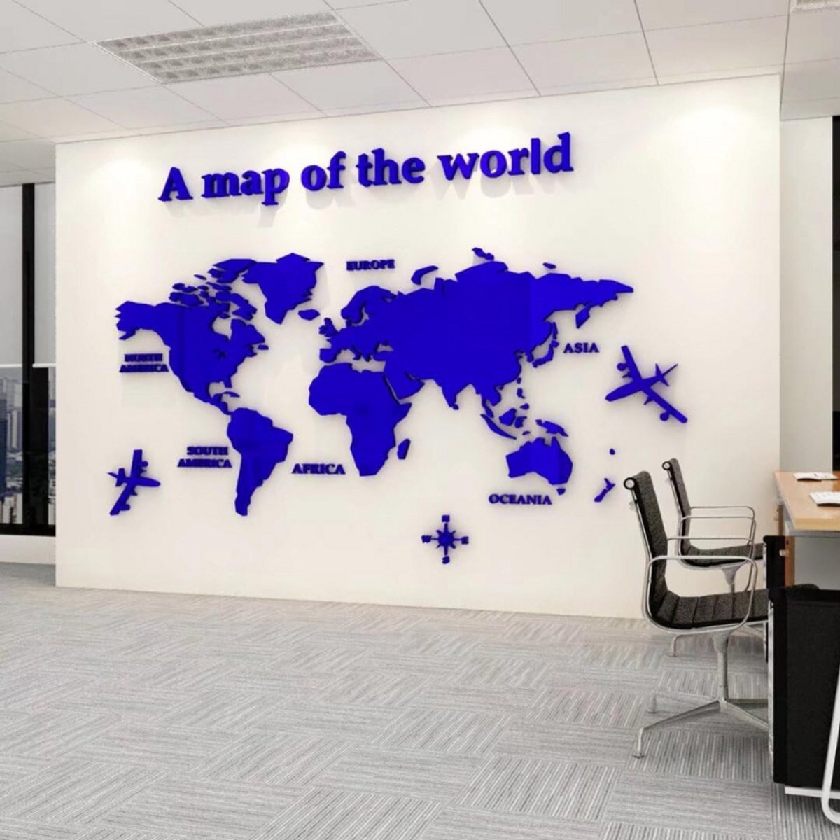 Acryl 3D Wereldkaart Muurstickers - Achtergrond Wanddecoratie Voor Woonkamer Kantoor Slaapkamer