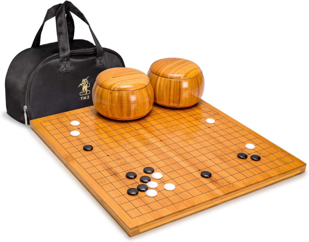 Bamboe 2 cm Dubbelzijdig Go Spel Bord 19x19 / 13x13 Met Convexe Melamine Stenen en Bamboe Schalen Set