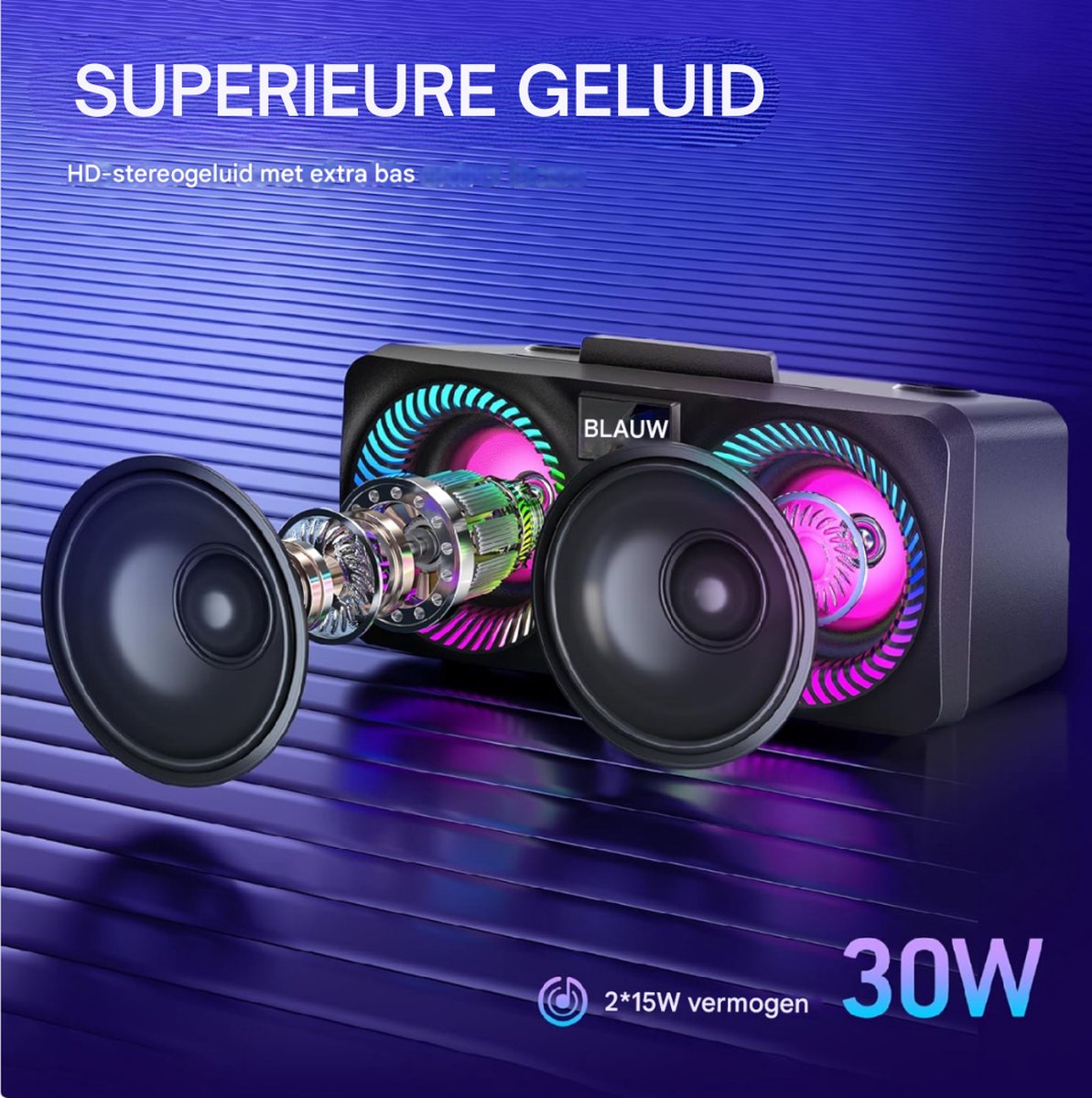 Draagbaar Karaokesysteem 30W met 2 Draadloze UHF Microfoons Oplaadbare Sleuf en Sono Luidspreker Complete Karaoke Set Voor Thuis en Feestjes