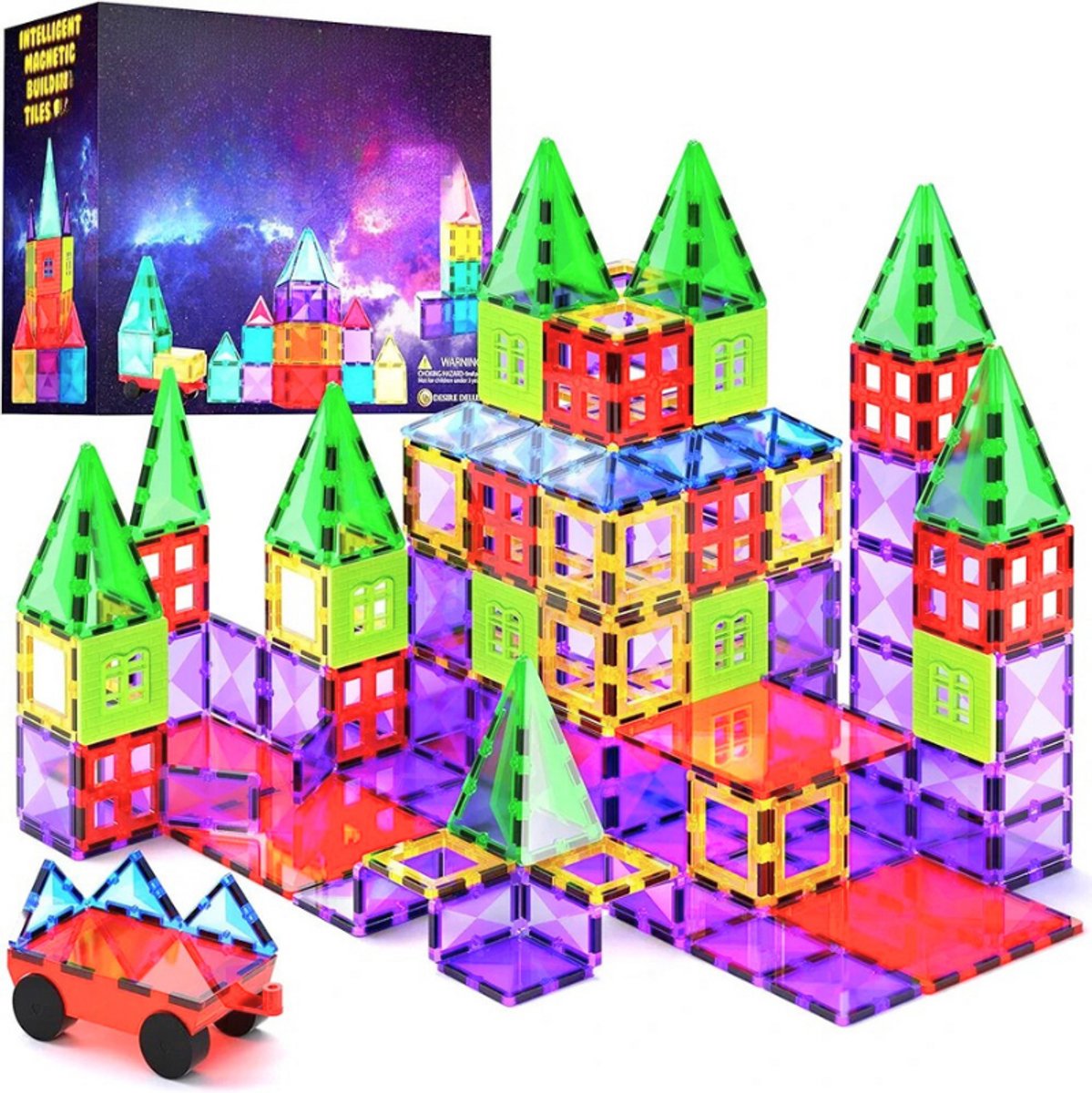 Magnetische Bausteinen Montessori Speelgoed Voor Kinderen - Leerzaam Speelgoed Voor Jongens En Meisjes Van 3-8 Jaar, XXL Set Met 57 Stukken