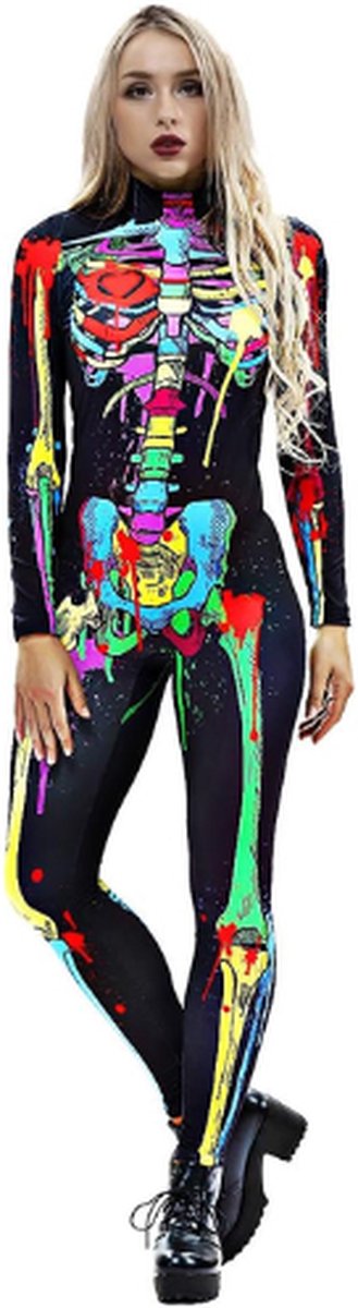 Skull Skeletkostuum Voor Dames - Perfect Kostuum Voor Halloween, Kerstmis, Carnaval Of Themafeesten