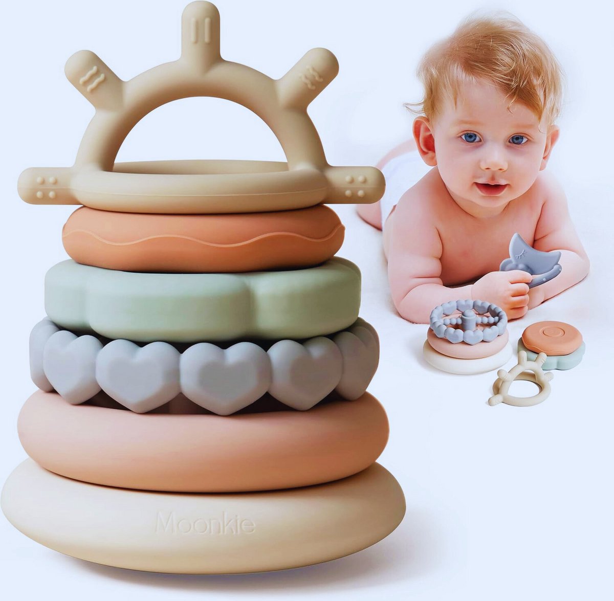 Stapelspeelgoed - Siliconen Baby Speelgoed - Ringstapelspeelgoed - Baby Bijtspeelgoed - Montessori Educatief Speelgoed - Vroegtijdige Ontwikkeling En Activiteitenspeelgoed - 7-Delige Set