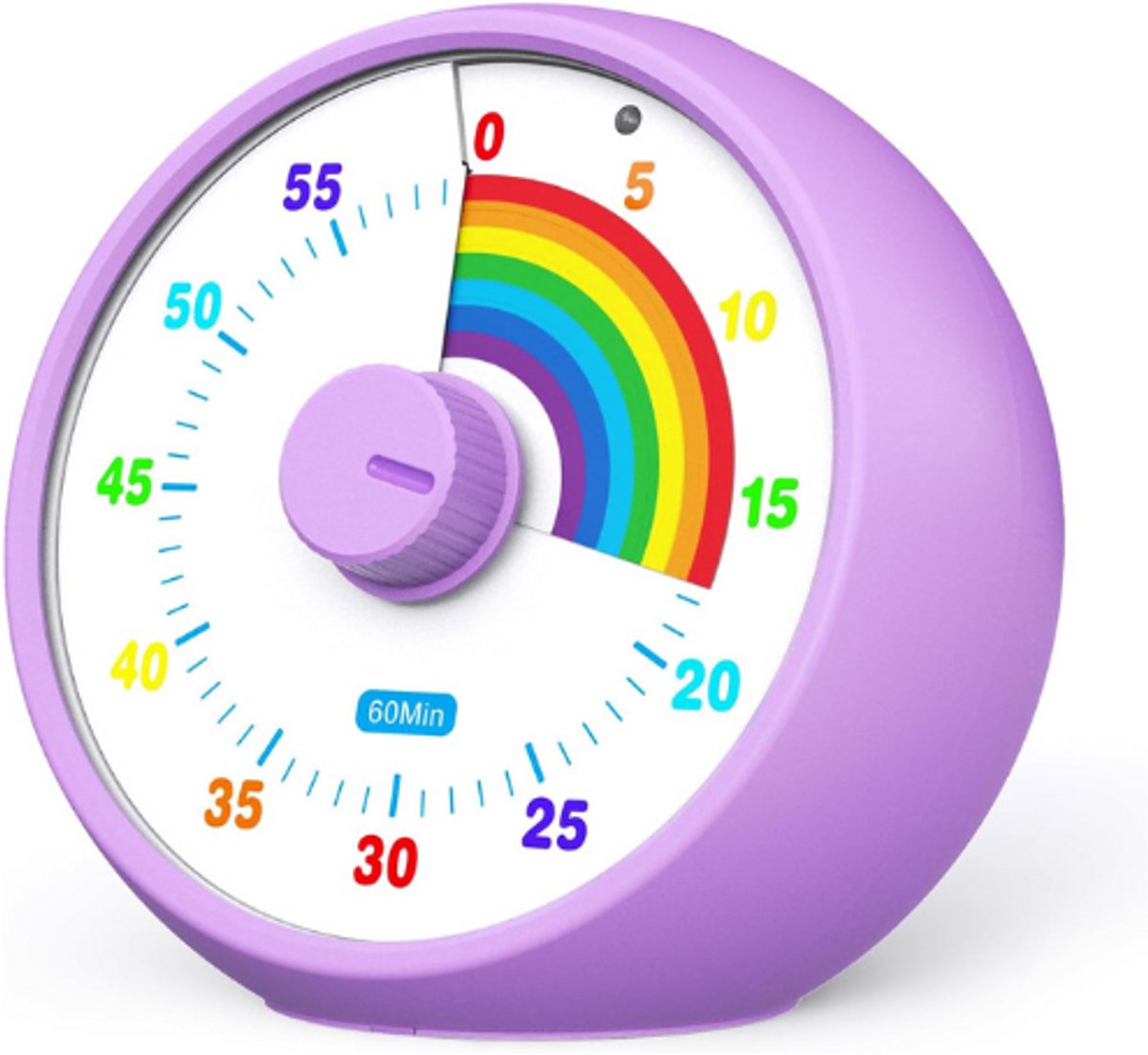 Visuele Timer Kinderen 60 Minuten - Pomodoro Countdown Timer Met Regenboog Patroon - Stil Werkend Keuken Timer Voor Klaslokaal - Bureau - Kantoor - Tijdmanagement Tool Paars