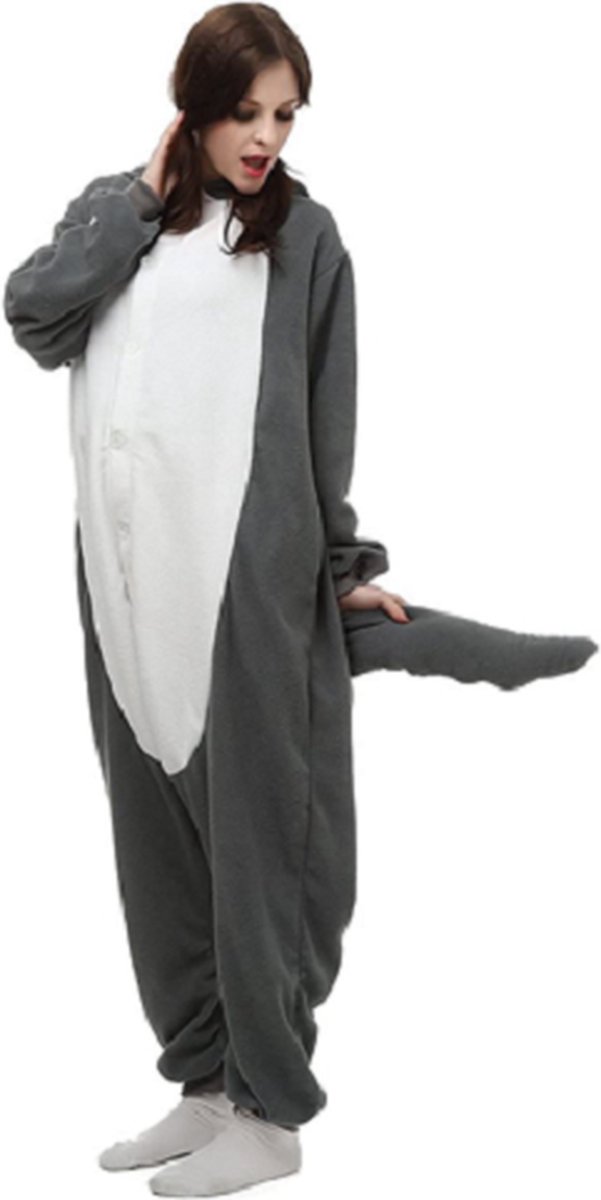 BOTC Dierenkostuum - Onesie - Unisex - anime-pyjama nachtkleding - Halloween carnaval cosplay kleding - 146-159 cm - Grijze wolf