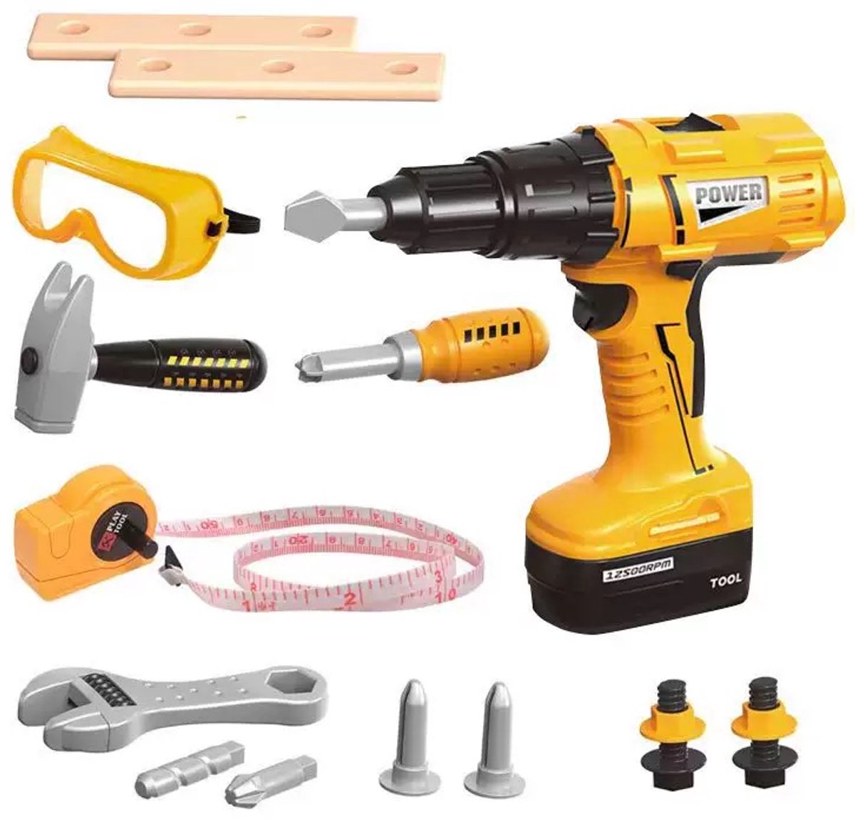   Gereedschapsset voor kinderen met draagtas - Elektronische speelgoedboor met Bits en Bouwvest - Speelset - met Gereedschap