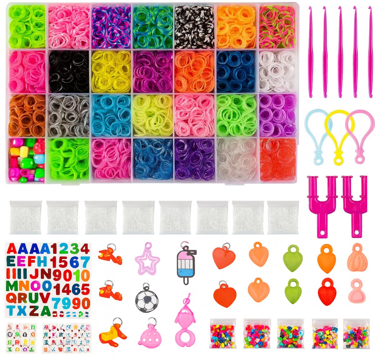   Loombandjes Starterspakket - 32 Kleuren - 2750-Delig -   - Loomen - Loom Pakket