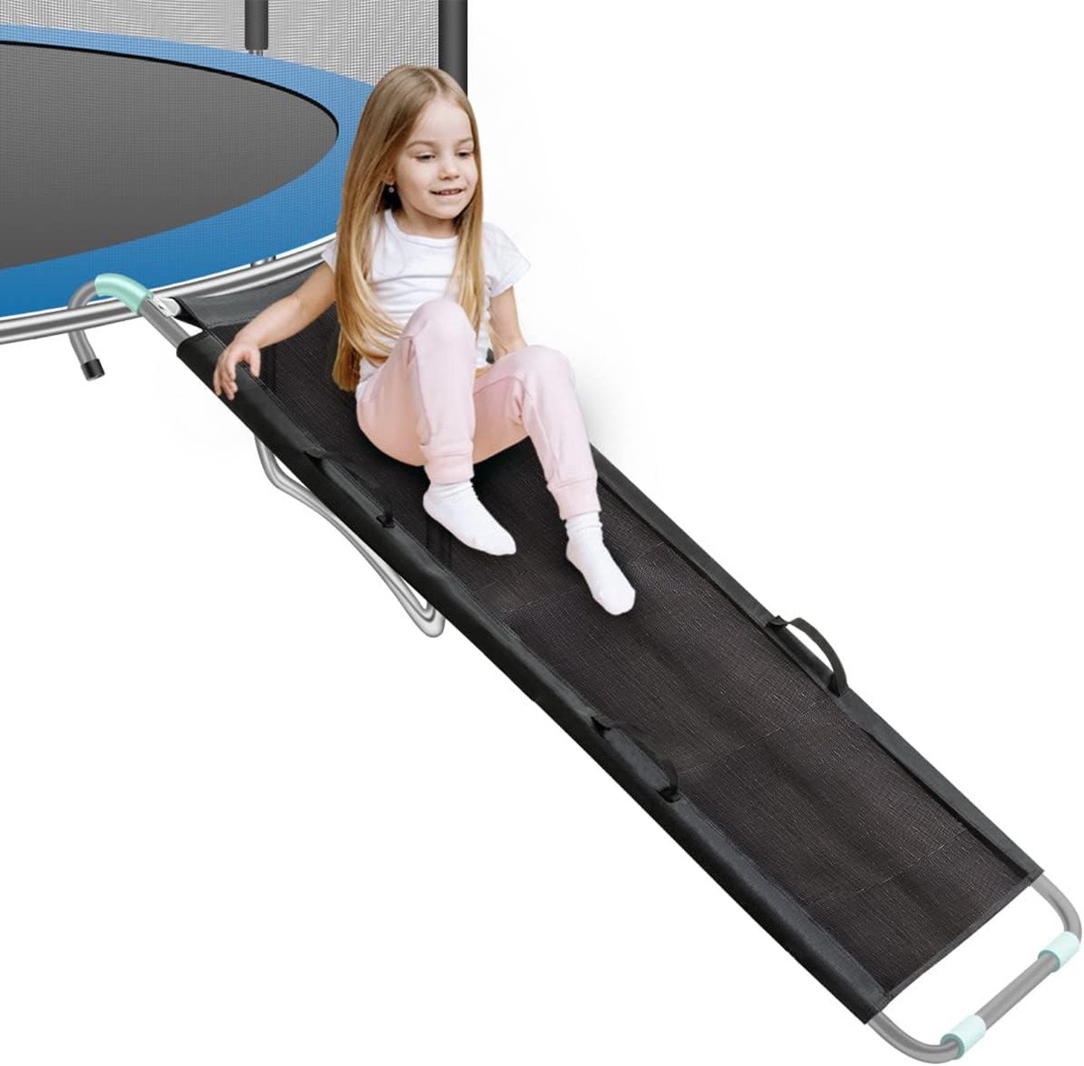   Trampoline glijbaan voor buiten spelen - 160cm - Maximaal 75kg - Stevig - Lichtgewicht - Zwart