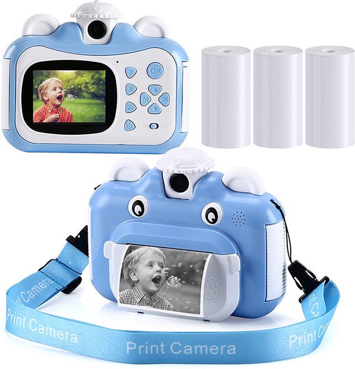 BP Kindercamera met Fotoprinter - Kinderfototoestel - Mini Printer - Foto Printer - 1080P HD - Inclusief 32GB SD kaart - Blauw