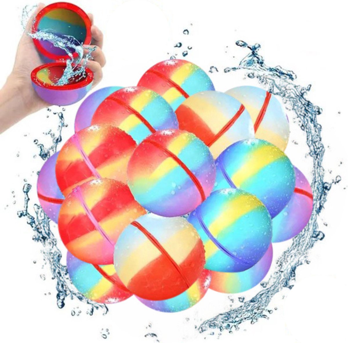  ® Herbruikbare Waterballonnen 16 stuks - Waterspeelgoed voor Kinderen en Volwassenen - Zelfsluitende Magnetische Waterballonnen - Regenboogkleuren