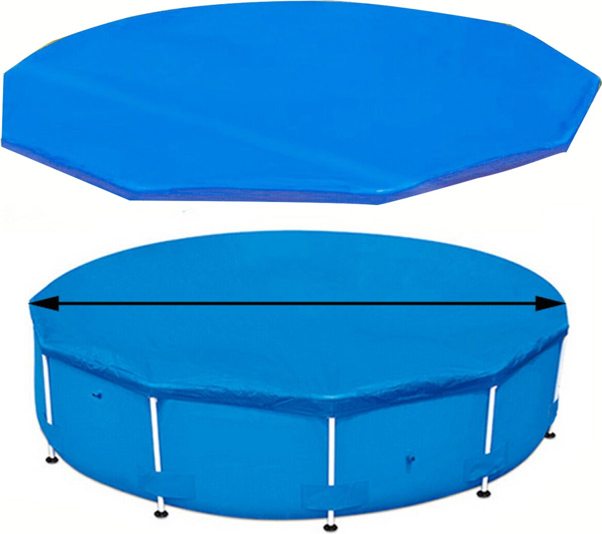 BRGOOD Zwembad Afdekzeil - Rond Afdekzeilen - 366cm - Opvouwbaar Waterdicht -Blauw