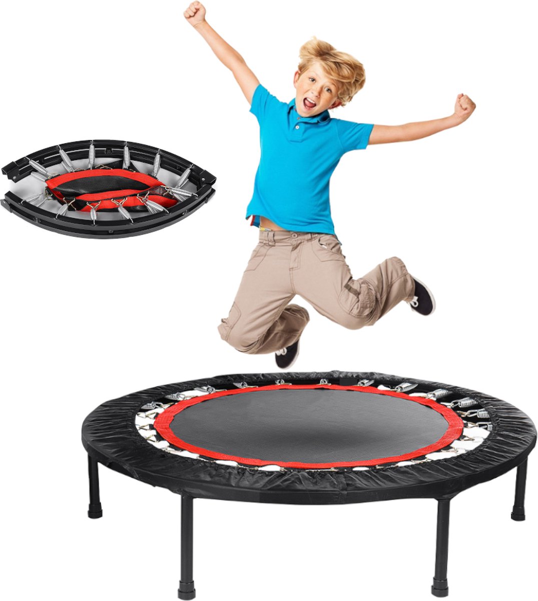 Opvouwbaar Trampolines-Ø100cm-Rond-Zwart Rood-tot 200KG