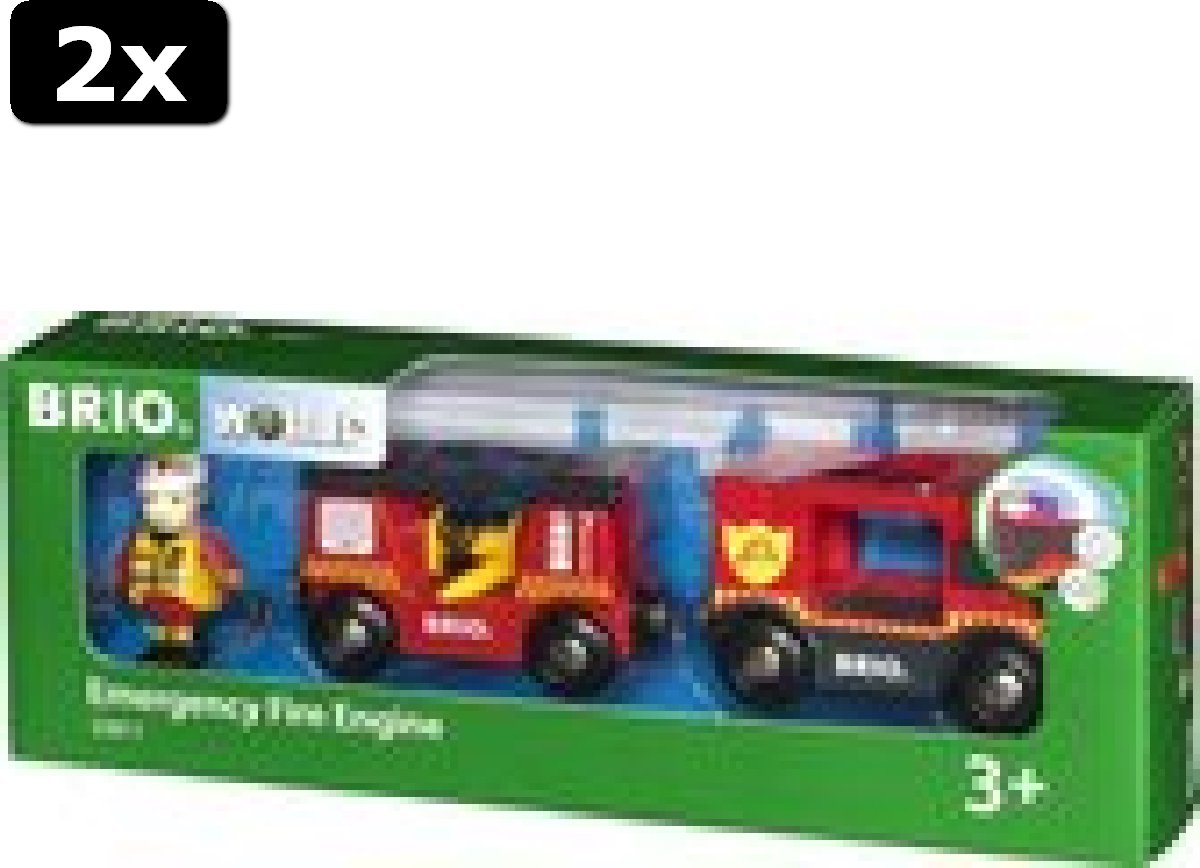 2x BRIO Brandweer locomotief - 33811