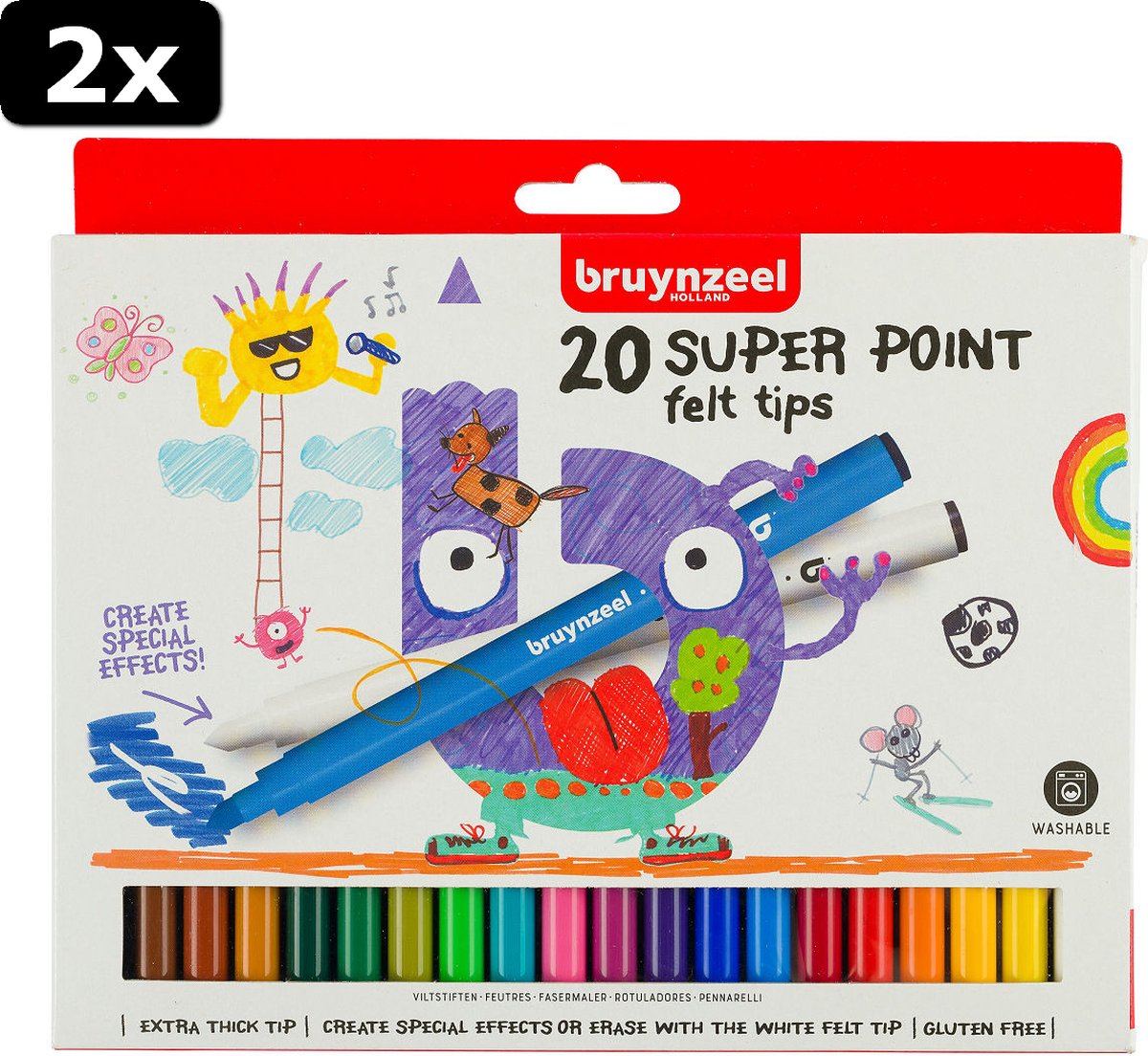 2x Bruynzeel Kids Super Point viltstiften set 20