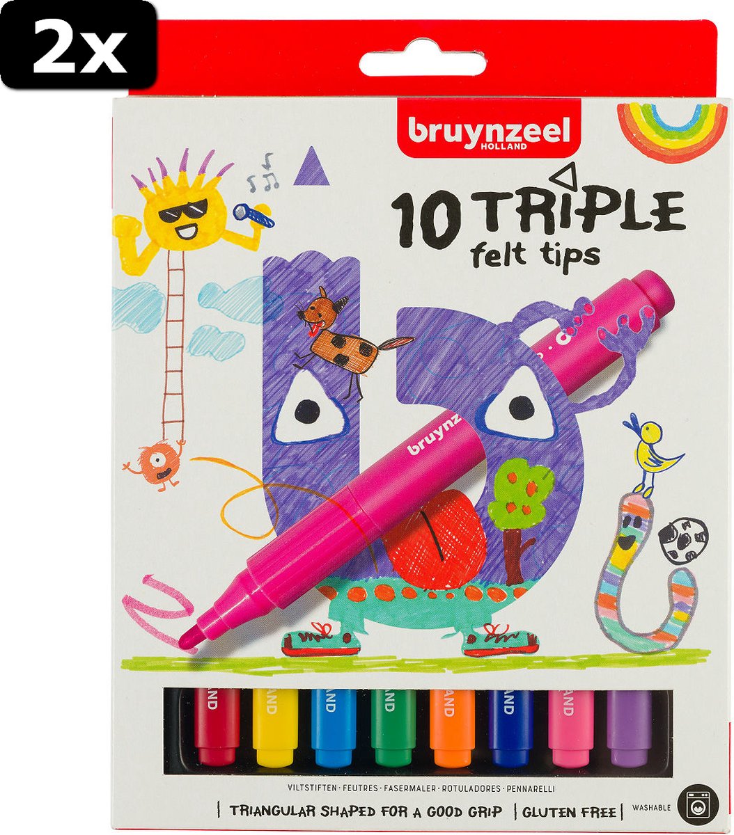 2x Bruynzeel Kids Triple viltstiften set 10