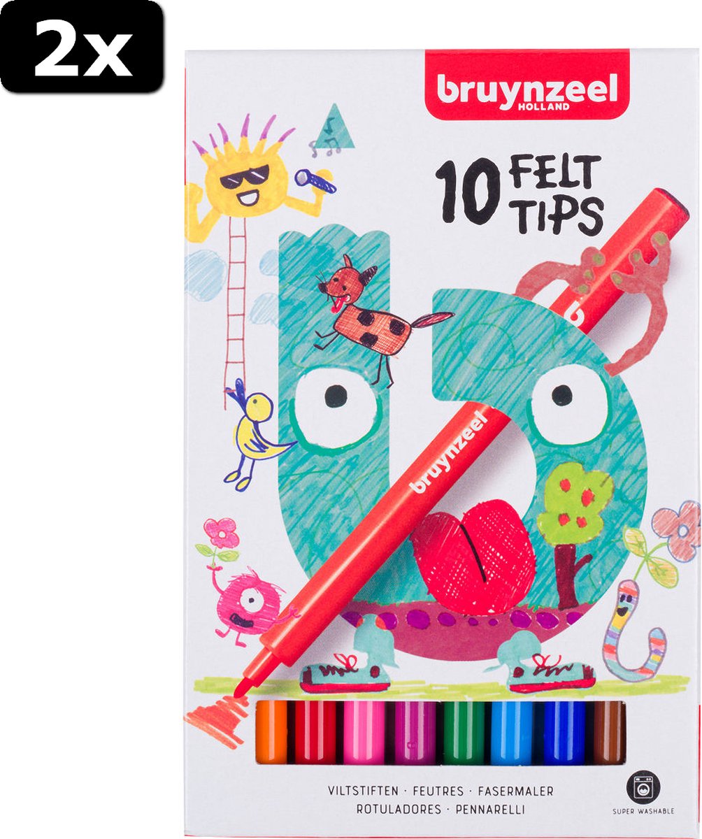 2x Bruynzeel Kids viltstiften set 10