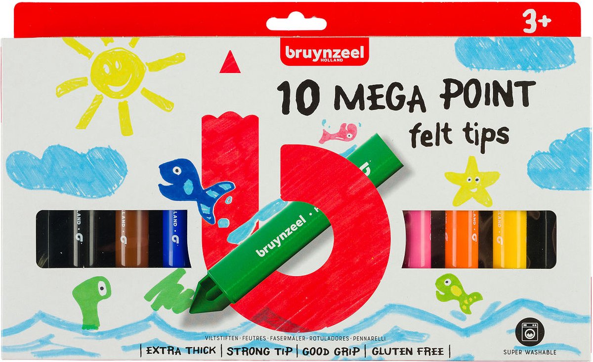 Bruynzeel Kids Mega Points viltstiften set 10