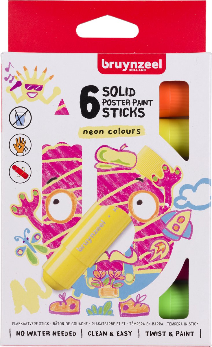 Bruynzeel Kids Posterverfstick Set 6 Neon