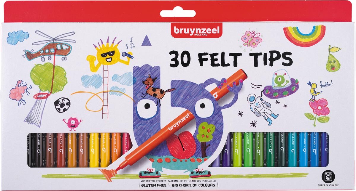 Bruynzeel viltstiften, etui met 30 stuks 6 stuks