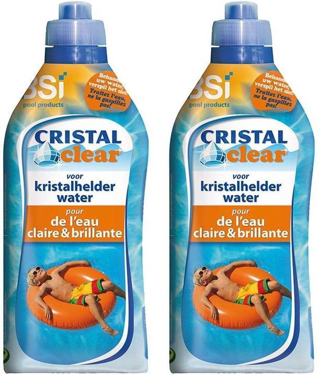   - Cristal Clear - Kristalhelder water - Tegen groen water - Verminderd chloorgebruik - 2 x 1 L - Voor hygiënisch en helder zwembadwater