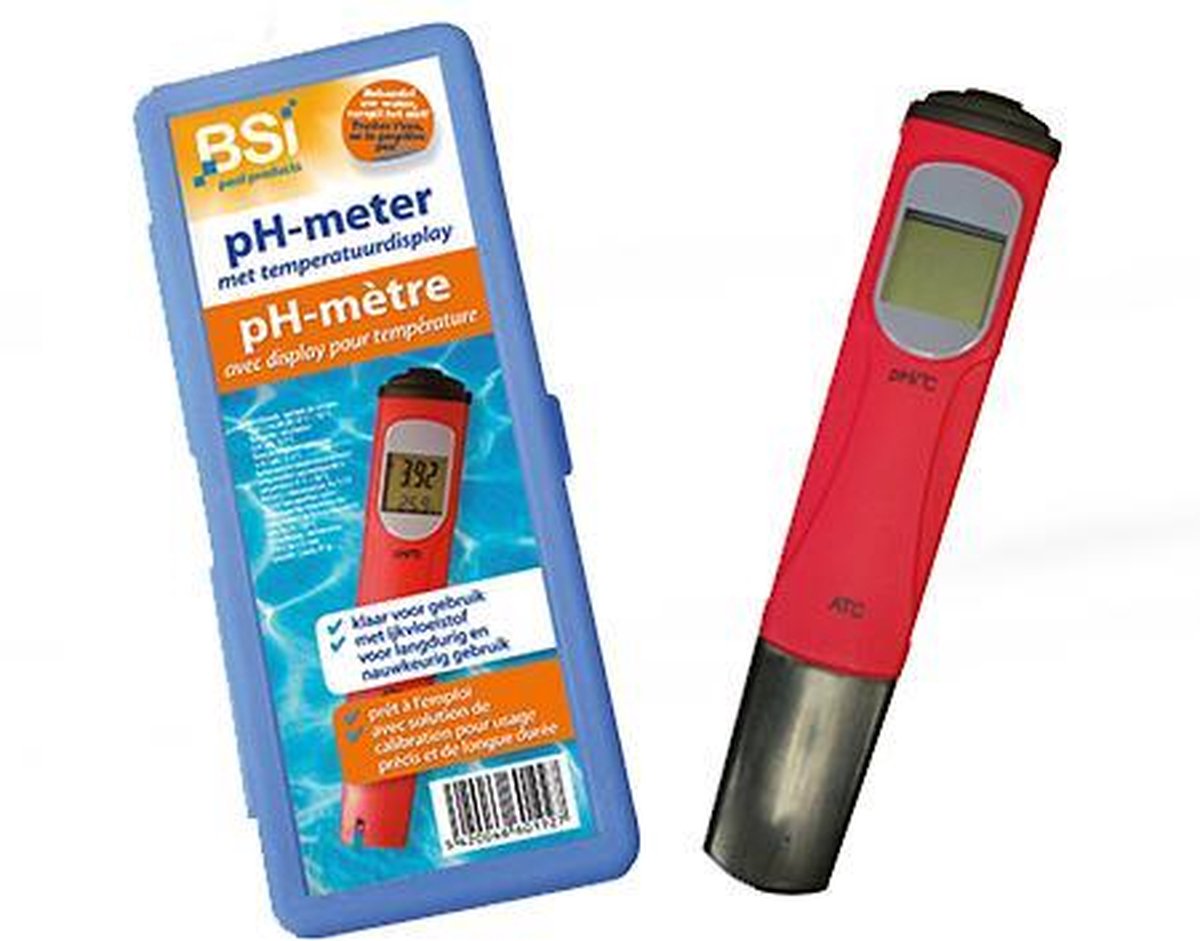 BSI pH-Meter Met Temperatuurdisplay - Voor Langdurig & Nauwkeurig Gebruik - Ideaal Voor Zwembaden