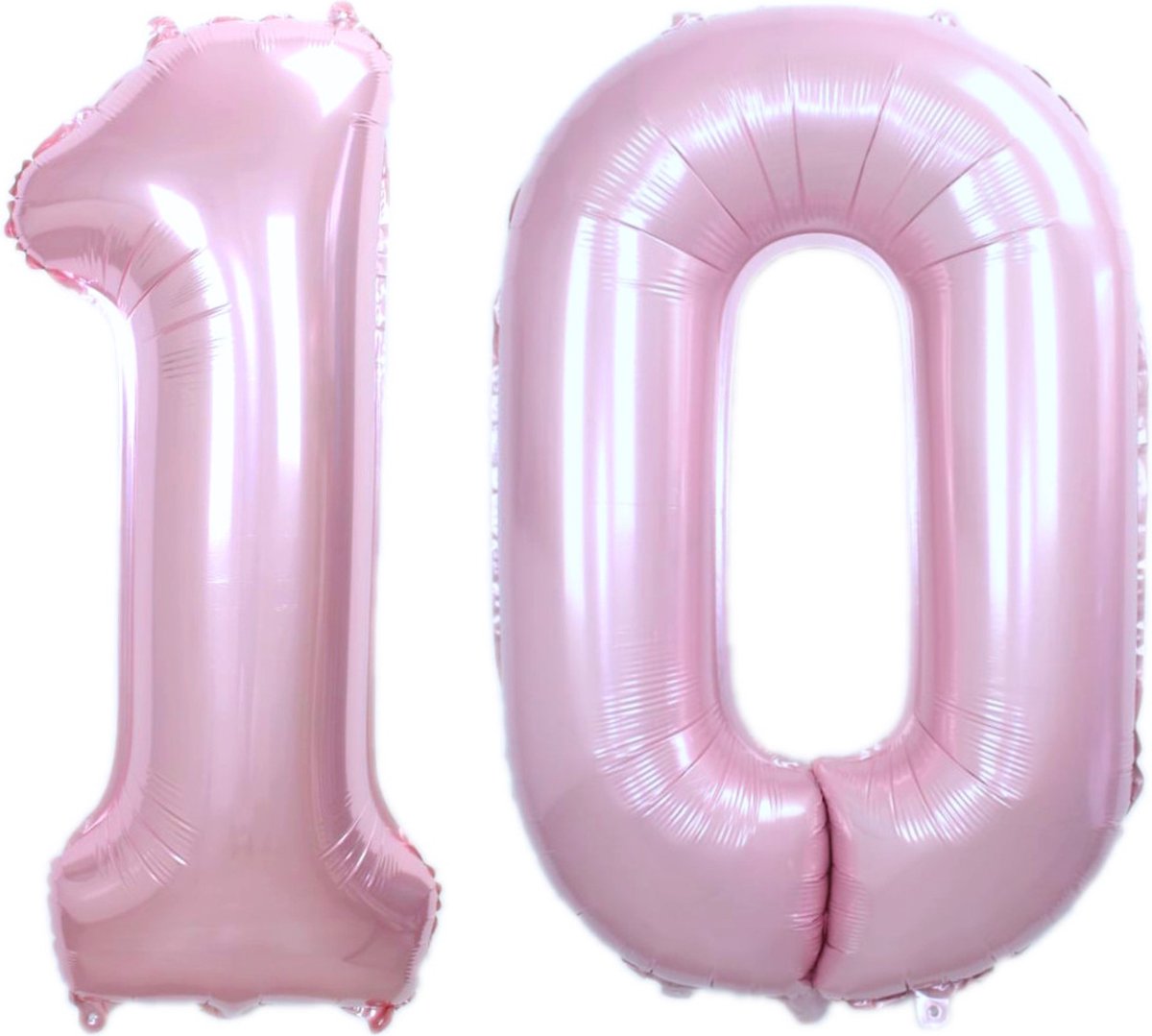 Folie Ballon Cijfer 10 Jaar Roze Verjaardag Versiering Helium Cijfer Ballonnen Feest versiering Met Rietje - 86Cm