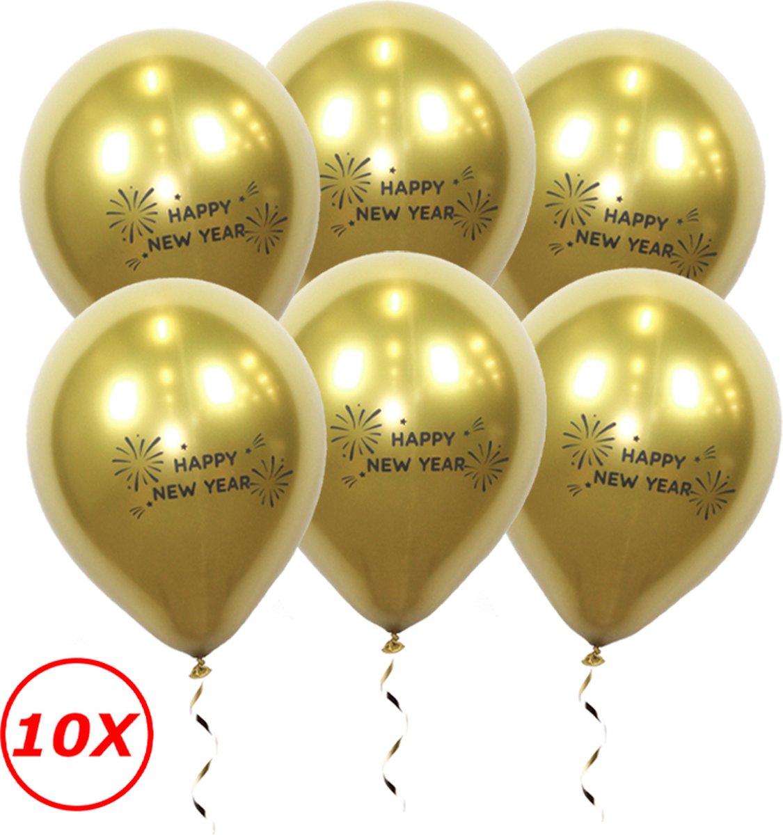 Oud En Nieuw Versiering 2023 Gouden Happy New Year Ballonnen Nieuw Jaar Feest Artikelen Decoratie Helium Goud – 10 Stuks