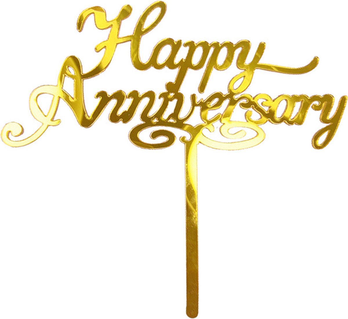 Taart Decoratie Anniversary Taarttopper Cake Topper Jubileum Huwelijk Taartdecoratie Bruiloft Goud – 1 Stuk