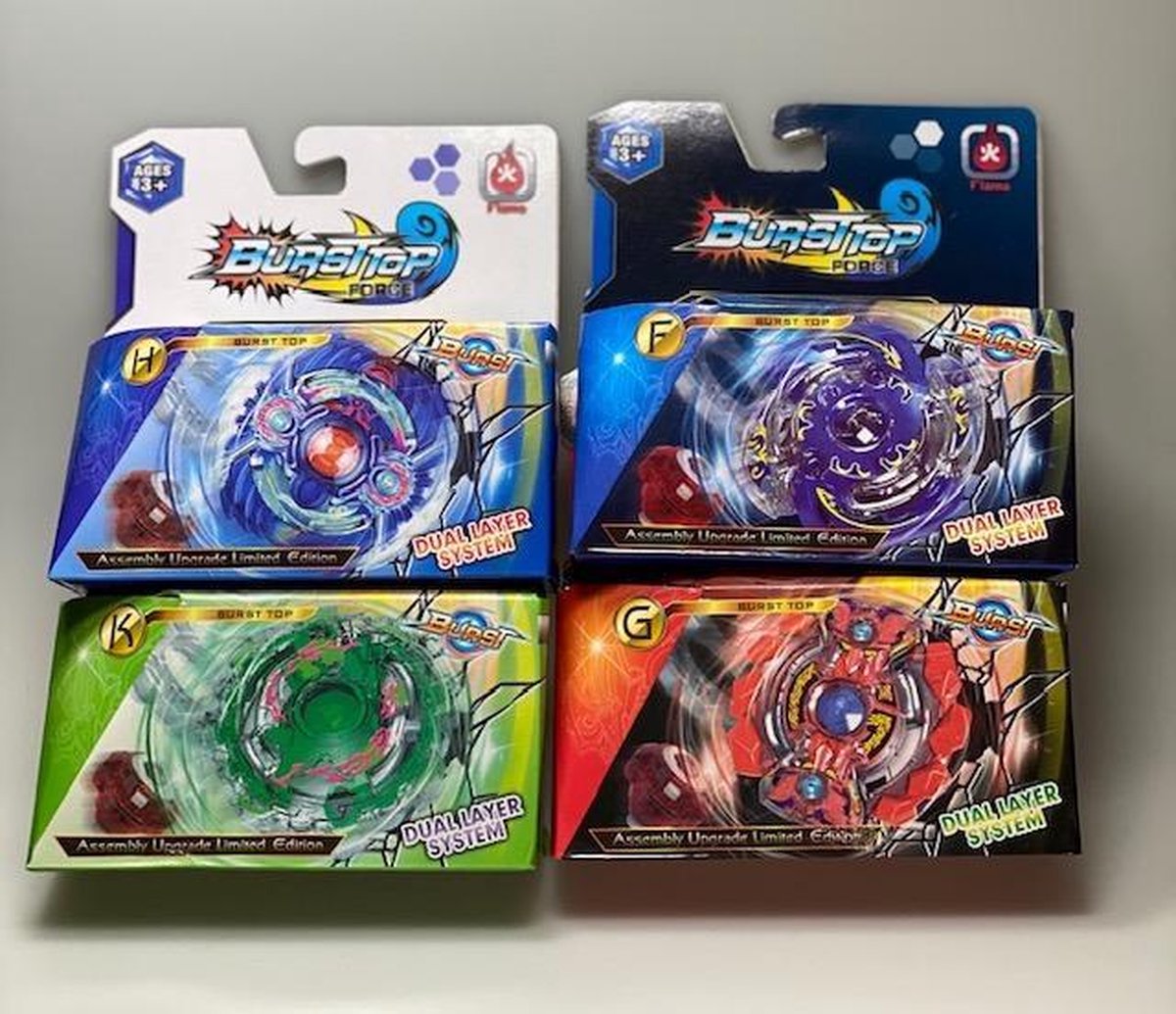 4 BURST TOP FORCE BEY BLADE / SPINTOL BEYBLADE/ GOD LAYER SYSTEM / H,F,K,G