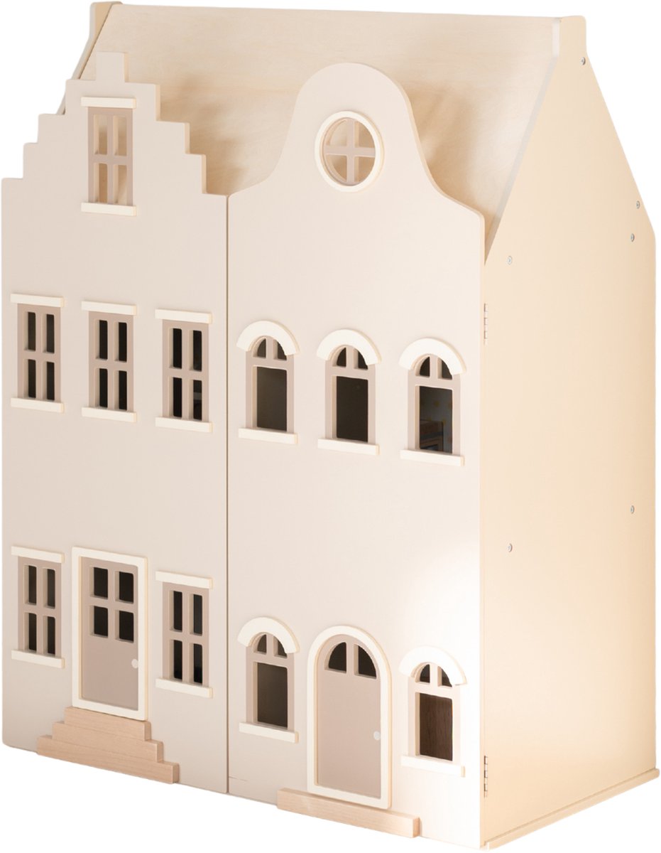  ®   Lynn – Hout - incl. 25 Meubels & Poppen - 85 cm - Grachtenpand Design - Off white