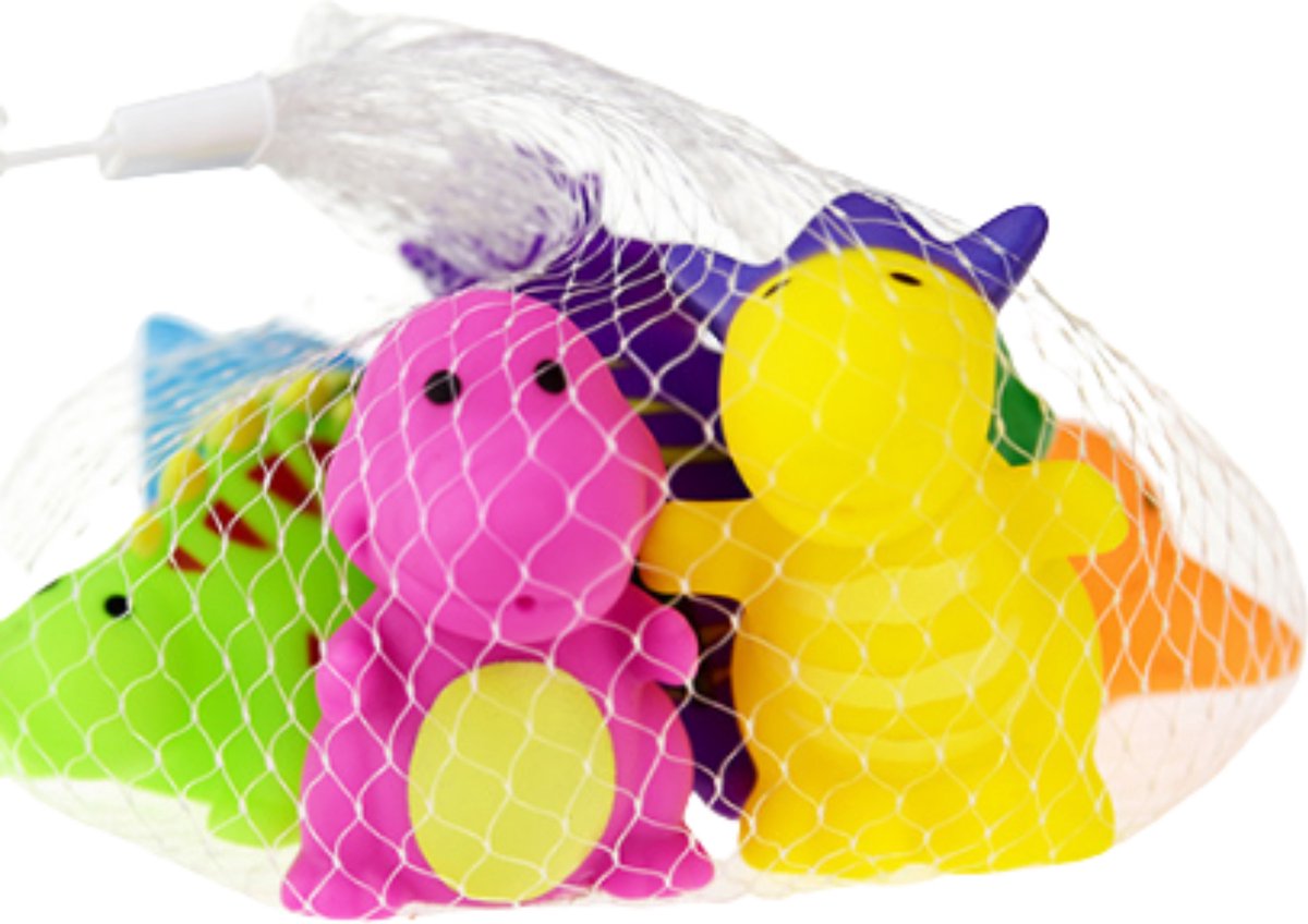 Badspeelgoed dino’s – 6 Rubberen Dino badspeeltjes - dinovriendjes – dinosaurus - Squirts set van 6 - Drijvend Badspeelgoed - Verjaardagscadeau Jongen Meisje – Cadeau - 2 jaar