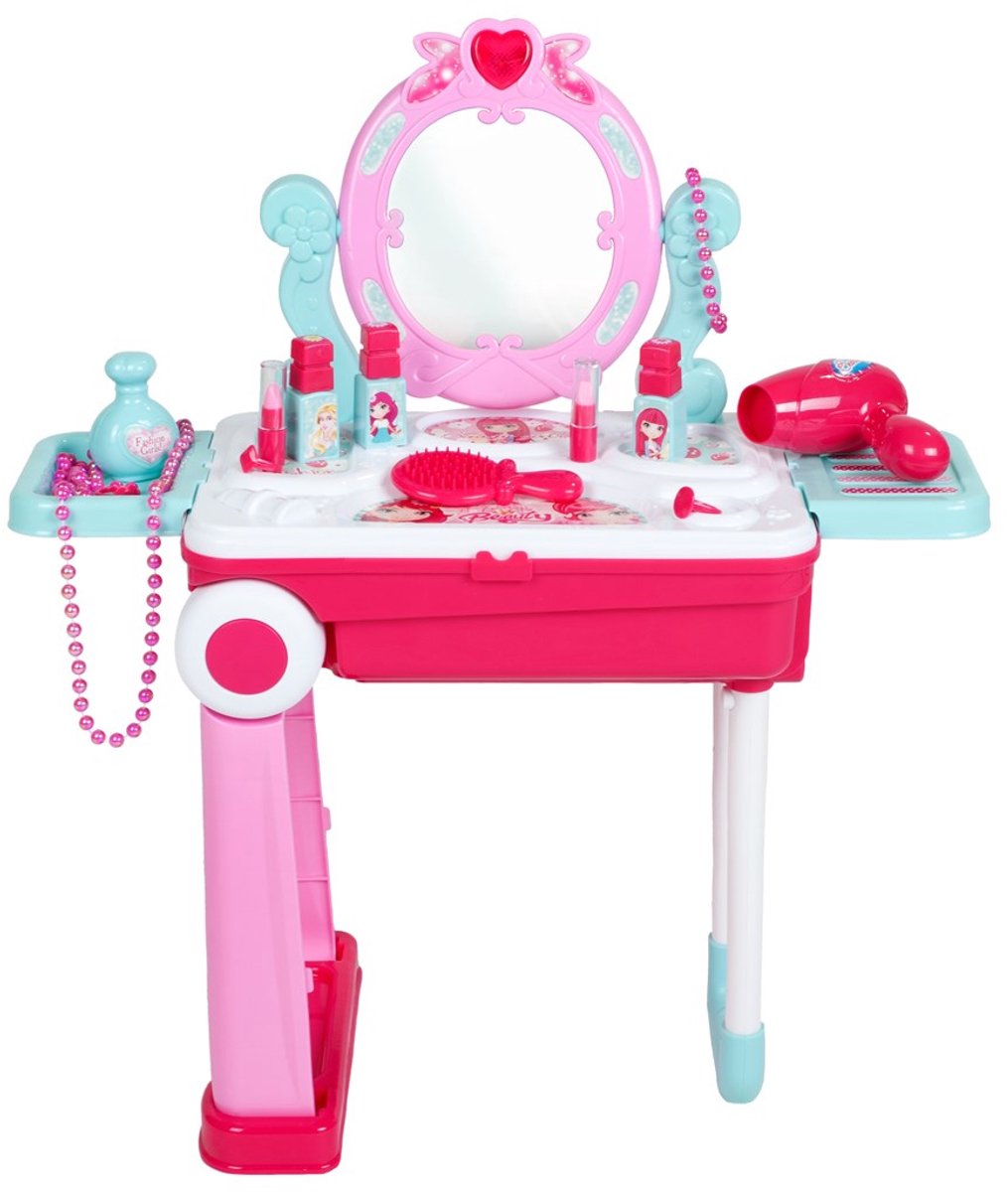   - Kinderkaptafel - Roze met Spiegel - Inclusief Accessoires - Draagbaar - Speelgoed voor Rollenspel - Verkleed- en Beauty Speelgoed - Kinderspeelgoed - Make-up Set - Spelletjes voor Meisjes