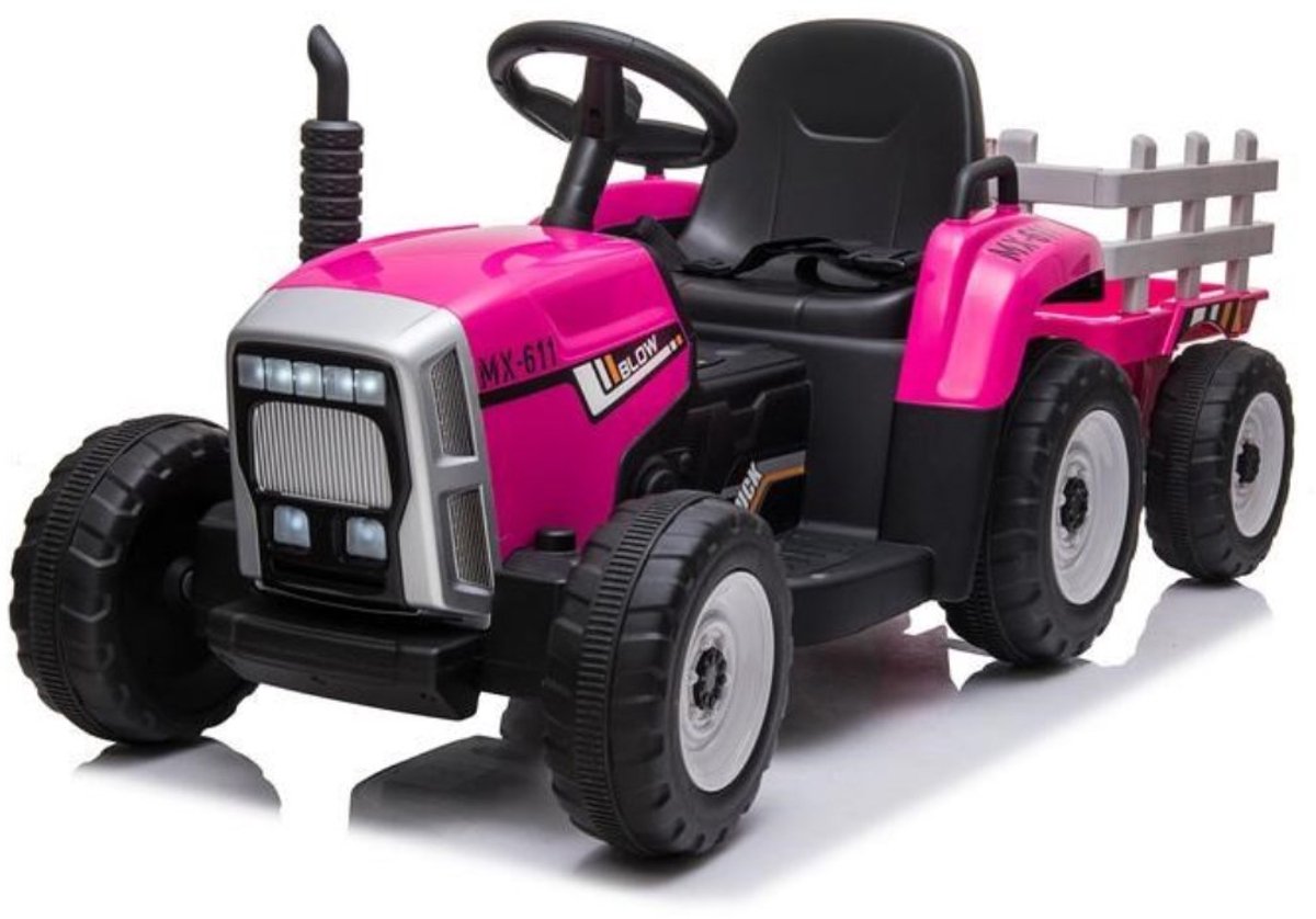   Erick elektrische tractor met afstandsbediening roze – Krachtige 2x45W motoren