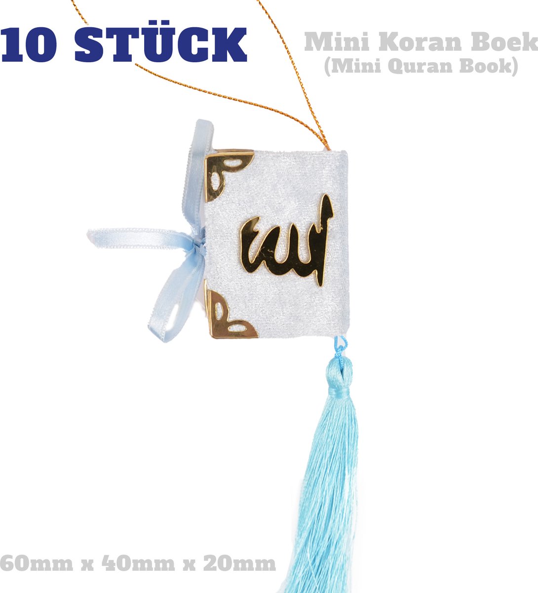 10 stuks Blauw Mini Koran Geschenk voor Islamitische feesten, Moslim Geschenk, Eid Geschenk, Babyshower Geschenk, Baby Geboorte, Bruiloft, Hadj Geschenk