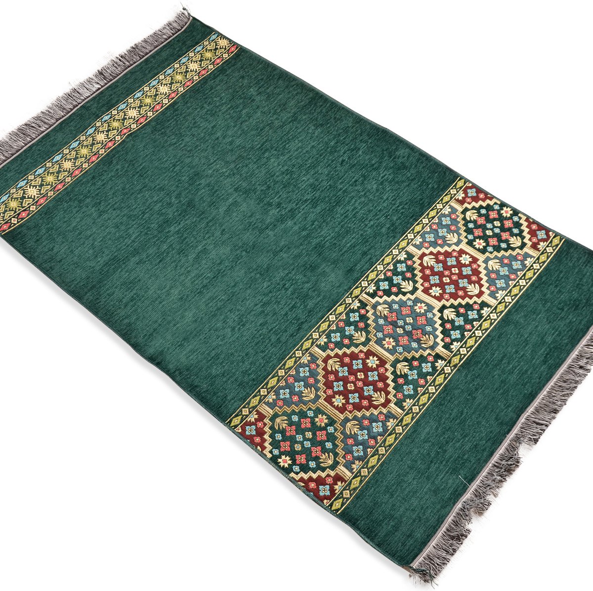 Groen Motief Gebedskleed - Islamitisch Gebedsmat - Cadeau voor Moslims Eid Cadeau - Ramadan Cadeau verjaardag - Huwelijksgunst - Islam Muslim Prayer Mat (S32)