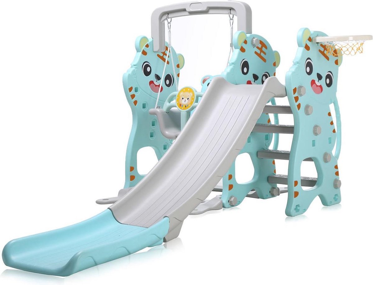 Bobbys Kinderglijbaan met Schommel - Speelplaats - Binnen en Buiten - Voor Kinderen - 210 x 187 x 122 cm