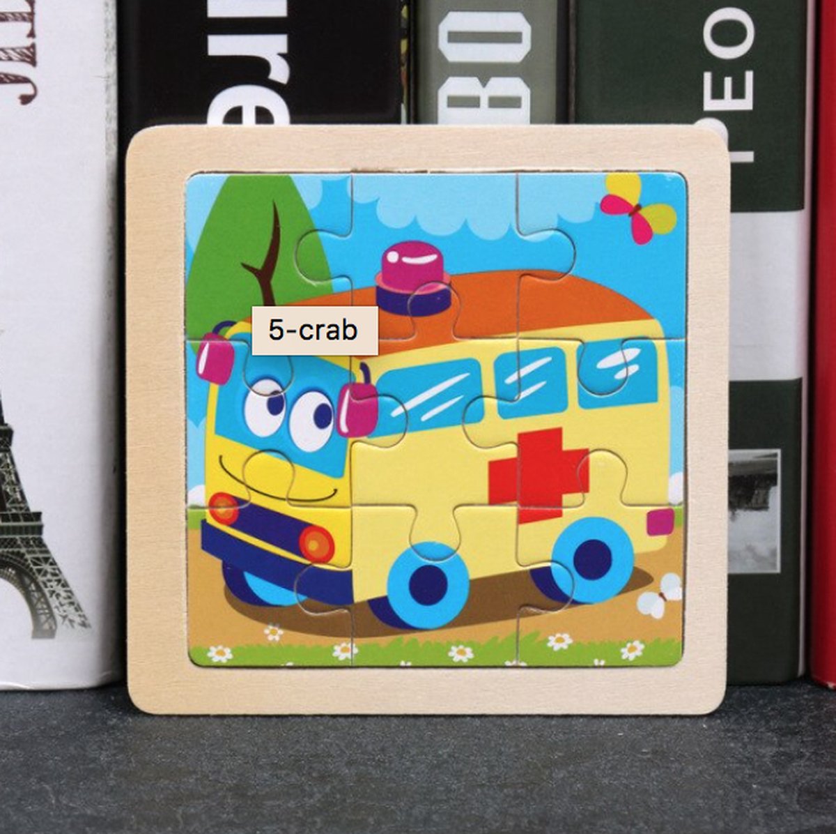 Puzzel - set van 2 puzzels - educatief speelgoed - 11x11cm - 9delig - Ambulance en Vis - Sinterklaaskadootje