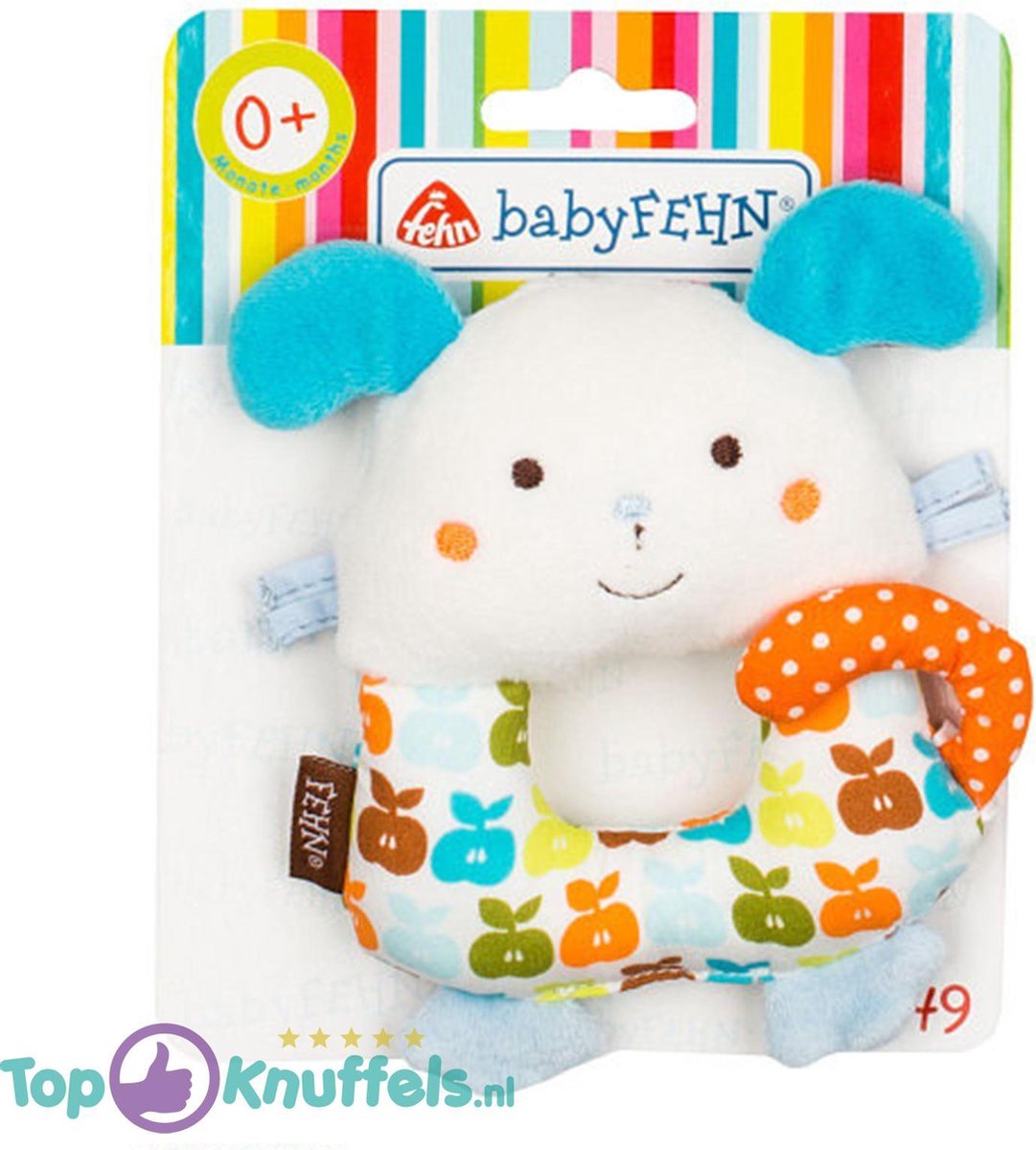 Babyfehn Rammelaar (Wit) 12 cm + Pluche Knuffel Vingerpop (10 cm)